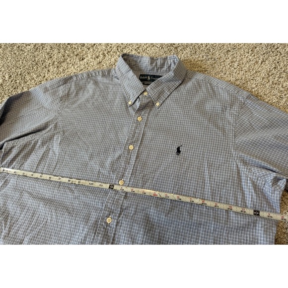Ralph Lauren Custom Fit Mens Long Sleeve Button Down Light Blue Plaid Shirt XXL - Picture 7 of 7